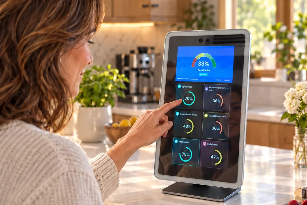 The Anura Magic Mirror showing a guest’s wellness readings